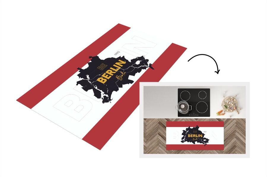 KitchenYeah Keukenloper Loper keuken Kaart Berlijn Duitsland Minimalisme 120x60 cm Keukenloper vinyl