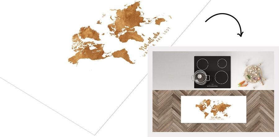 KitchenYeah Keukenloper Loper keuken Kaart Brons Quote 120x50 cm Keukenloper vinyl