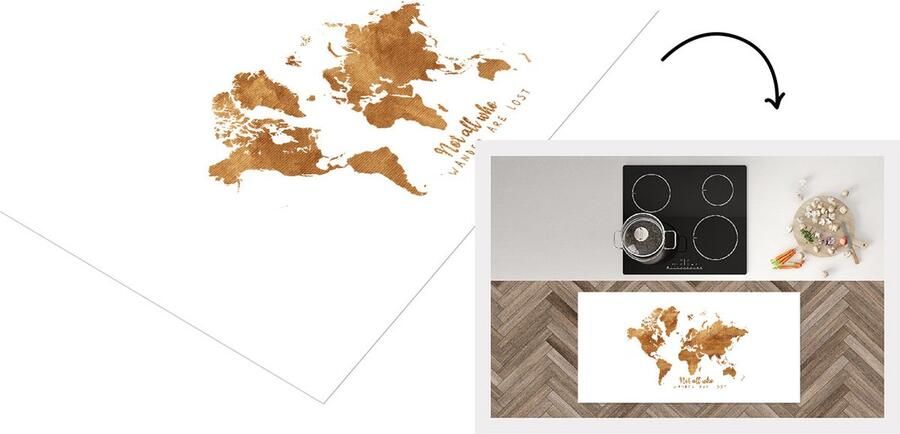 KitchenYeah Keukenloper Loper keuken Kaart Brons Quote 120x60 cm Keukenloper vinyl