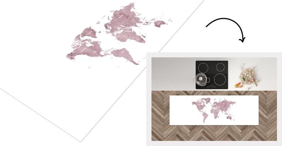 KitchenYeah Keukenloper Loper keuken Kaart Marmer Roze 150x50 cm Keukenloper vinyl