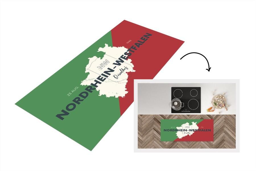 KitchenYeah Keukenloper Loper keuken Kaart Noordrijn-Westfalen Duitsland Simpel 120x50 cm Keukenloper vinyl