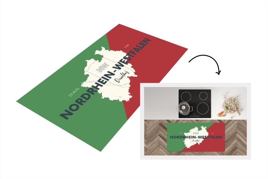 KitchenYeah Keukenloper Loper keuken Kaart Noordrijn-Westfalen Duitsland Simpel 120x60 cm Keukenloper vinyl