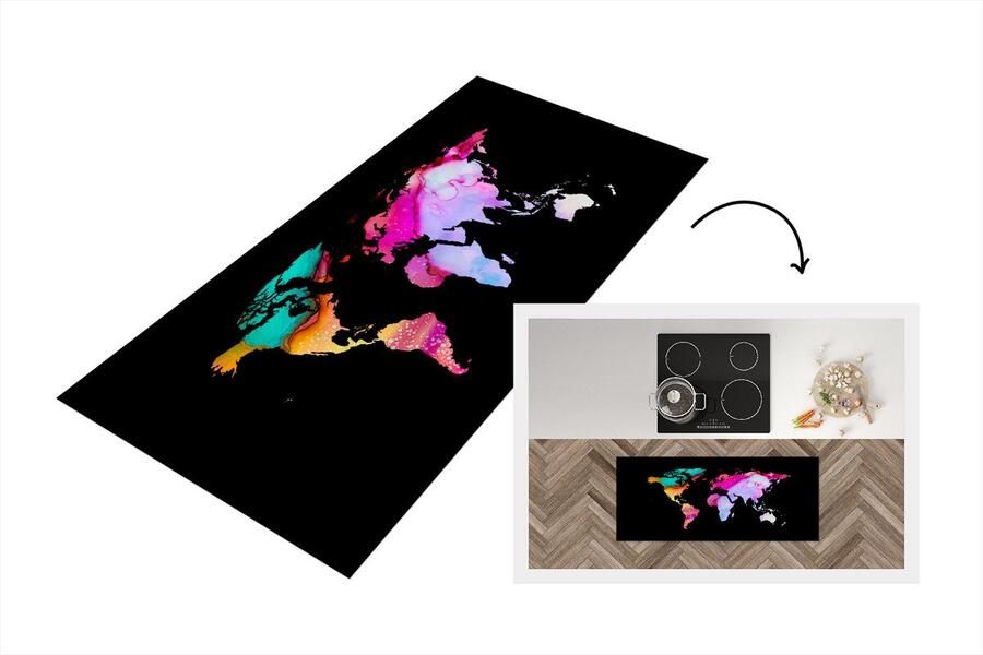 KitchenYeah Keukenloper Loper keuken Kaart Regenboog Verf 120x50 cm Keukenloper vinyl