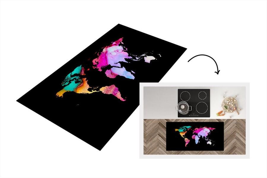 KitchenYeah Keukenloper Loper keuken Kaart Regenboog Verf 120x60 cm Keukenloper vinyl