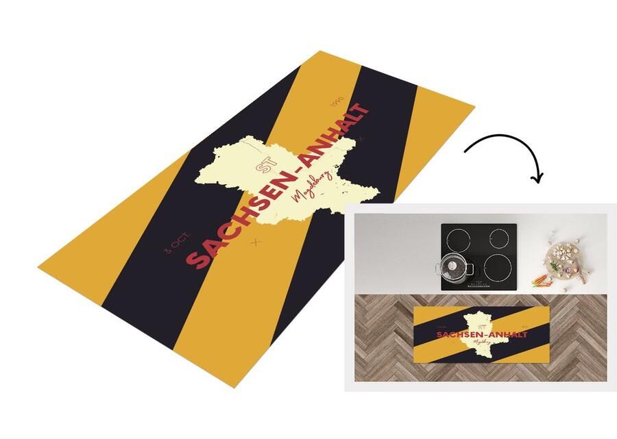 KitchenYeah Keukenloper Loper keuken Kaart Saksen-Anhalt Duitsland Kleuren 120x50 cm Keukenloper vinyl