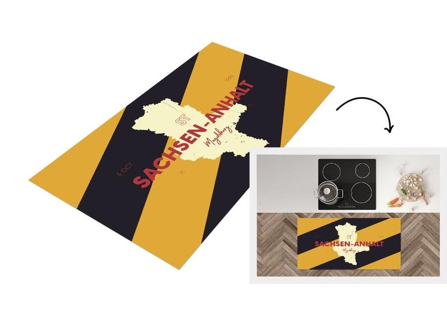 KitchenYeah Keukenloper Loper keuken Kaart Saksen-Anhalt Duitsland Kleuren 120x60 cm Keukenloper vinyl