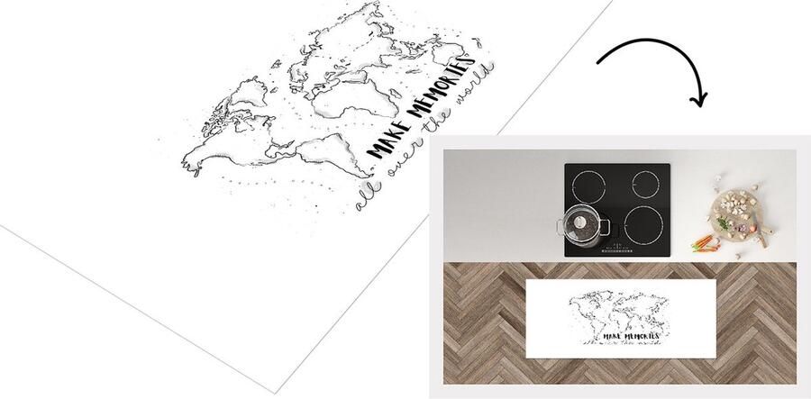 KitchenYeah Keukenloper Loper keuken Kaart Wereld Minimalisme 120x50 cm Keukenloper vinyl