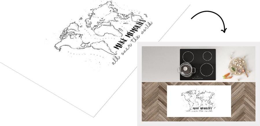 KitchenYeah Keukenloper Loper keuken Kaart Wereld Minimalisme 120x60 cm Keukenloper vinyl