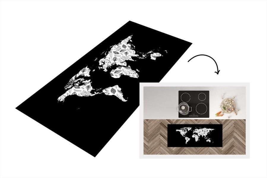 KitchenYeah Keukenloper Loper keuken Kaart Wit Bladeren 120x50 cm Keukenloper vinyl