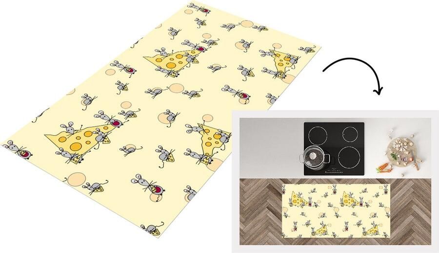 KitchenYeah Keukenloper Loper keuken Kaas Dieren Patronen Muizen 120x60 cm Keukenloper vinyl