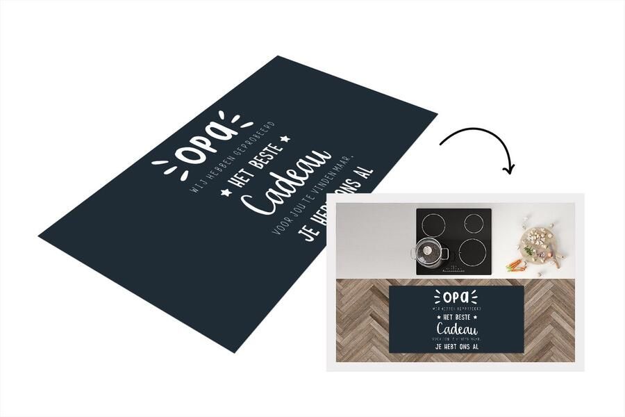 KitchenYeah Keukenloper Loper keuken Kado man Opa Spreuken Het beste cadeau Quote 120x60 cm Keukenloper vinyl