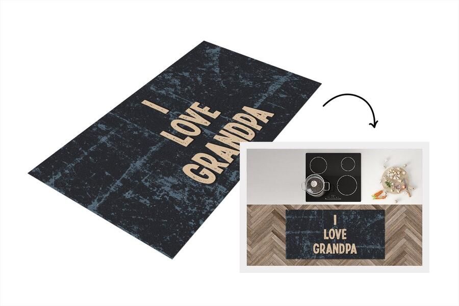KitchenYeah Keukenloper Loper keuken Kado man Opa Vaderdag I love Grandpa Quote Spreuken 120x60 cm Keukenloper vinyl