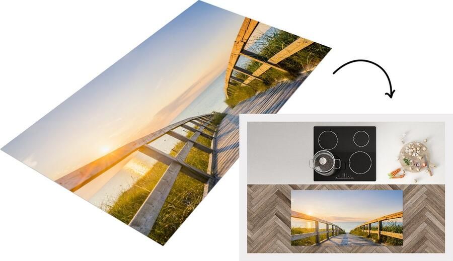 KitchenYeah Keukenloper Loper keuken Kalm strand in Duitsland bij zonsondergang 120x60 cm Keukenloper vinyl