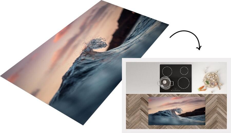 KitchenYeah Keukenloper Loper keuken Kalme golven bij zonsondergang 120x60 cm Keukenloper vinyl