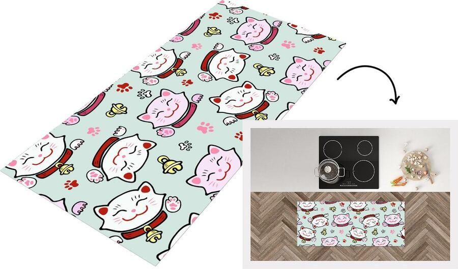 KitchenYeah Keukenloper Loper keuken Kat Huisdieren Patroon 120x50 cm Keukenloper vinyl