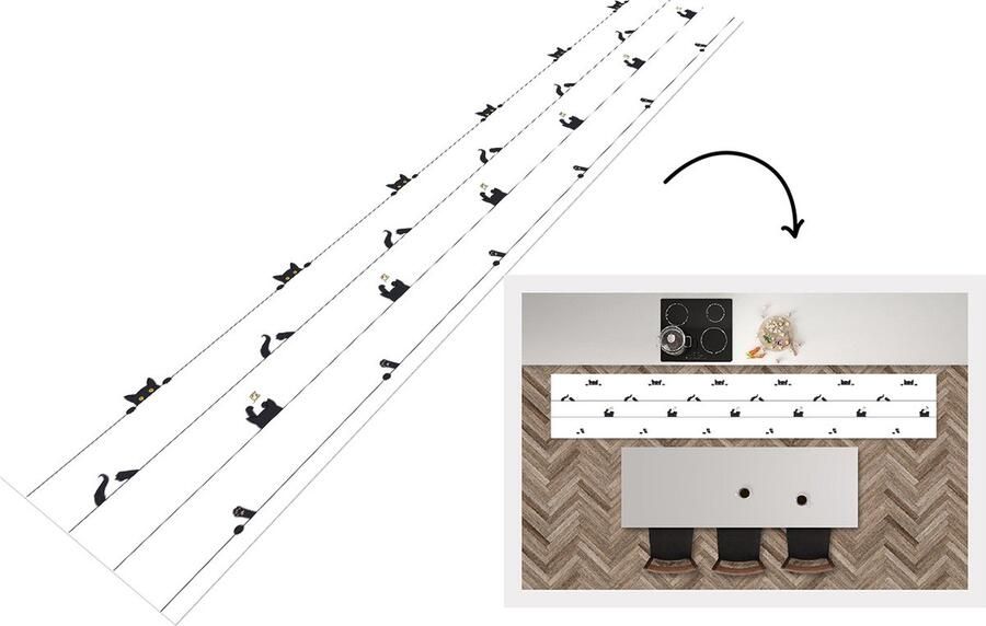 KitchenYeah Keukenloper Keukenmat Kat Patronen Muis 360x60 cm Keuken vloerkleed