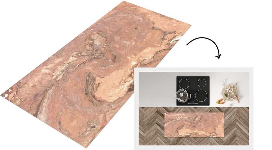 KitchenYeah Keukenloper Loper keuken Keien Graniet Roze 120x50 cm Keukenloper vinyl