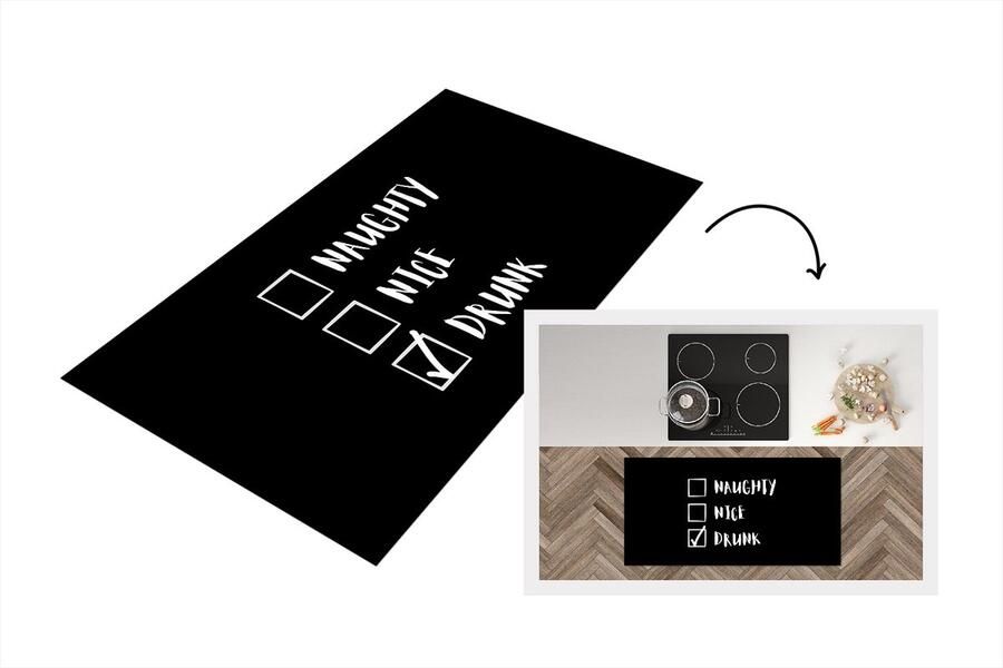 KitchenYeah Keukenloper Loper keuken Kerst Kerstman Spreuken Quotes Naughty nice drunk 120x60 cm Keukenloper vinyl