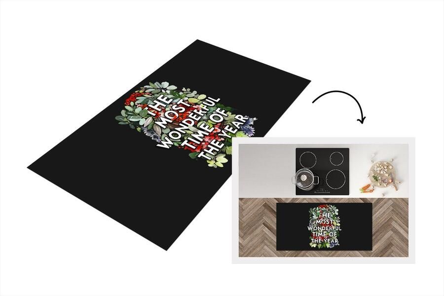 KitchenYeah Keukenloper Loper keuken Kerst Quote Planten 120x60 cm Keukenloper vinyl