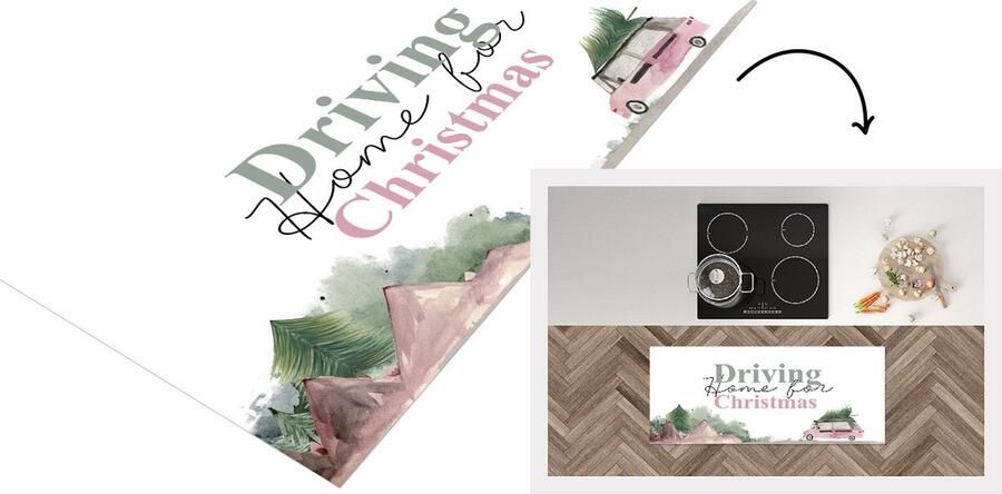 KitchenYeah Keukenloper Loper keuken Kerst Quotes -Auto Driving home for Christmas Spreuken 120x50 cm Keukenloper vinyl