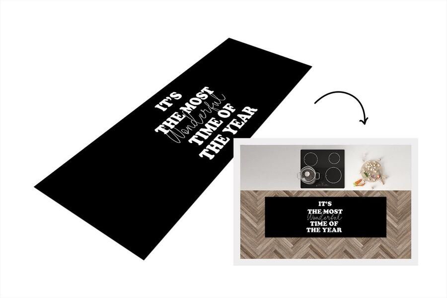 KitchenYeah Keukenloper Loper keuken Kerst Quotes It's the most wonderful time of the year Spreuken 150x50 cm Keukenloper vinyl