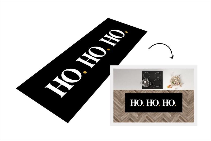 KitchenYeah Keukenloper Loper keuken Kerstman Kerst Quotes Ho ho Spreuken 150x50 cm Keukenloper vinyl
