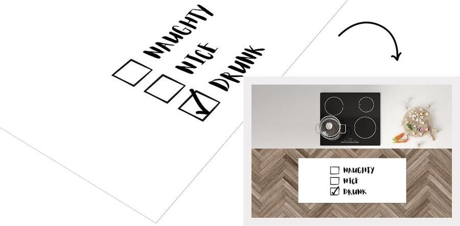 KitchenYeah Keukenloper Loper keuken Kerstman Spreuken Quotes Naughty nice drunk Kerstmis 120x50 cm Keukenloper vinyl