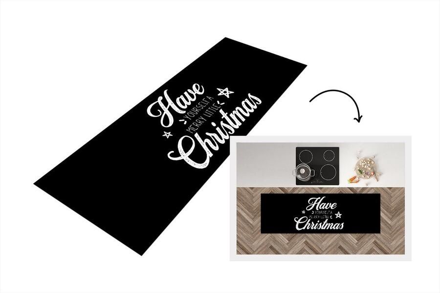 KitchenYeah Keukenloper Loper keuken Kerstmis Quotes Have yourself a merry little Christmas Spreuken 150x50 cm Keukenloper vinyl