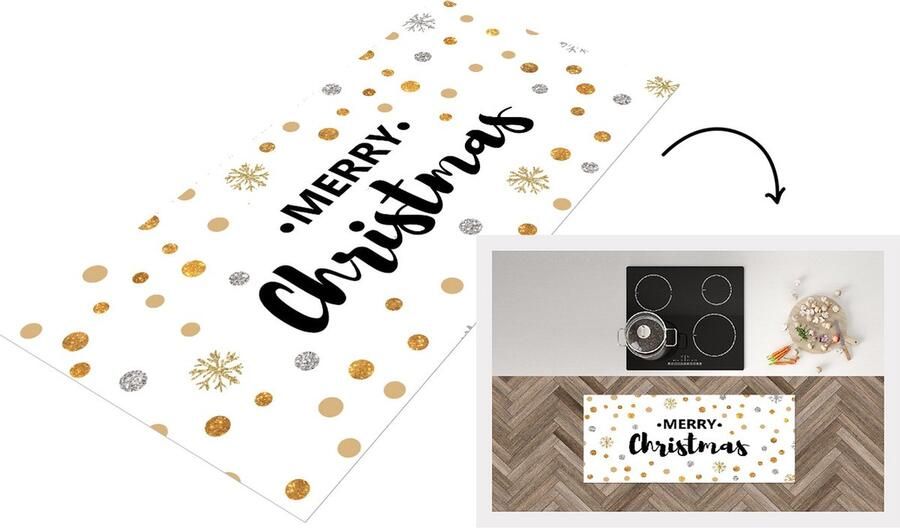 KitchenYeah Keukenloper Loper keuken Kerstmis Quotes Merry Christmas Goud Spreuken 120x50 cm Keukenloper vinyl