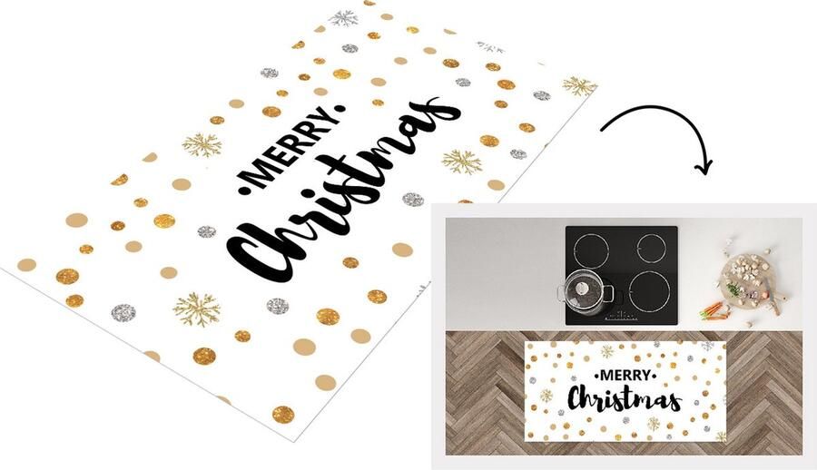 KitchenYeah Keukenloper Loper keuken Kerstmis Quotes Merry Christmas Goud Spreuken 120x60 cm Keukenloper vinyl