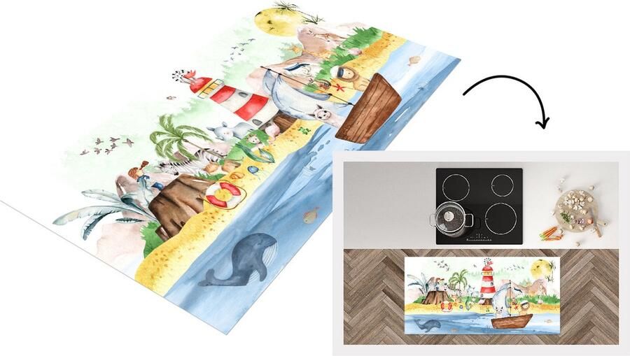 KitchenYeah Keukenloper Loper keuken Kinderen Strand Dieren 120x60 cm Keukenloper vinyl
