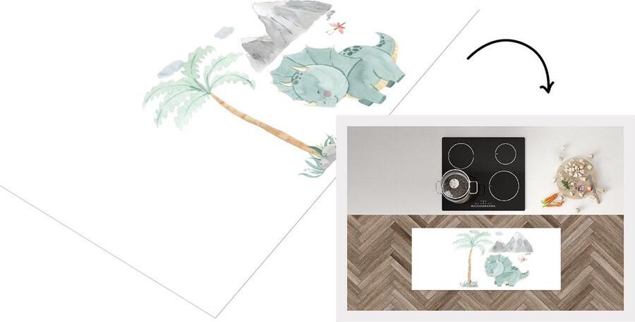 KitchenYeah Keukenloper Loper keuken Kinderkamer Dinosaurus Boom 120x50 cm Keukenloper vinyl