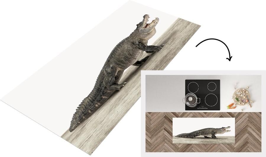 KitchenYeah Keukenloper Loper keuken Kinderkamer Krokodil Stoere jongenskamer 120x50 cm Keukenloper vinyl