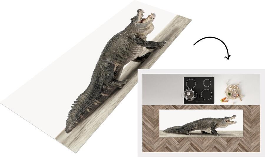 KitchenYeah Keukenloper Loper keuken Kinderkamer Krokodil Stoere jongenskamer 150x50 cm Keukenloper vinyl