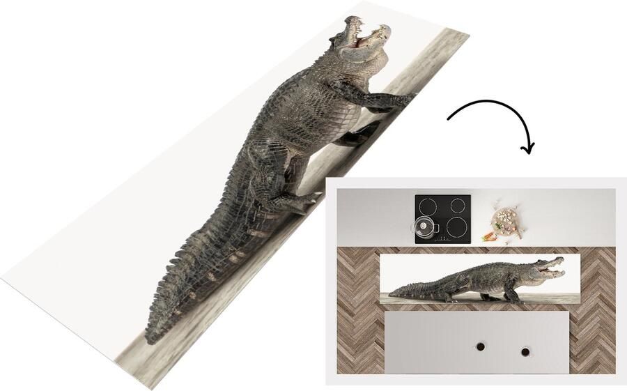 KitchenYeah Keukenloper Loper keuken Kinderkamer Krokodil Stoere jongenskamer 200x50 cm Keukenloper vinyl