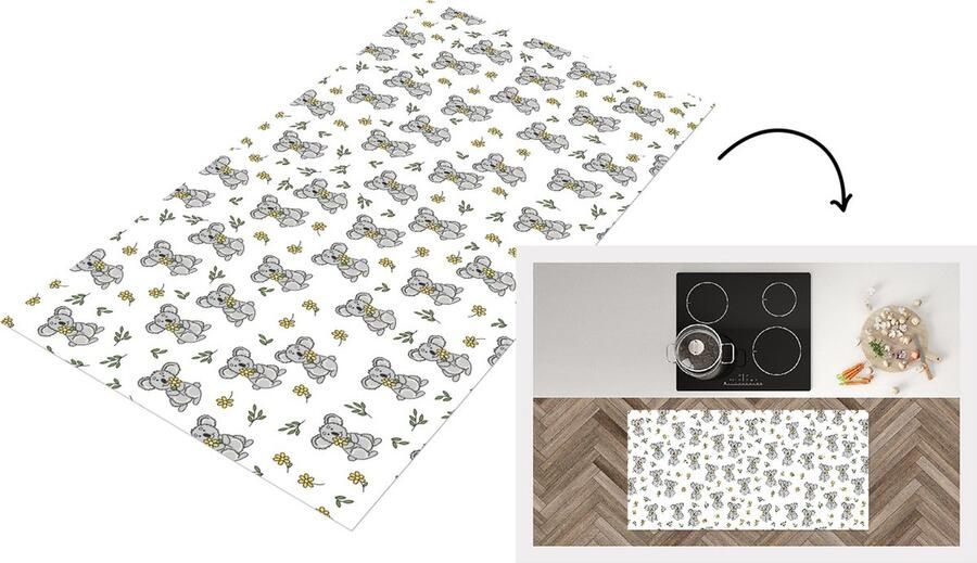 KitchenYeah Keukenloper Loper keuken Koala Bloemen Patronen Kind 120x60 cm Keukenloper vinyl