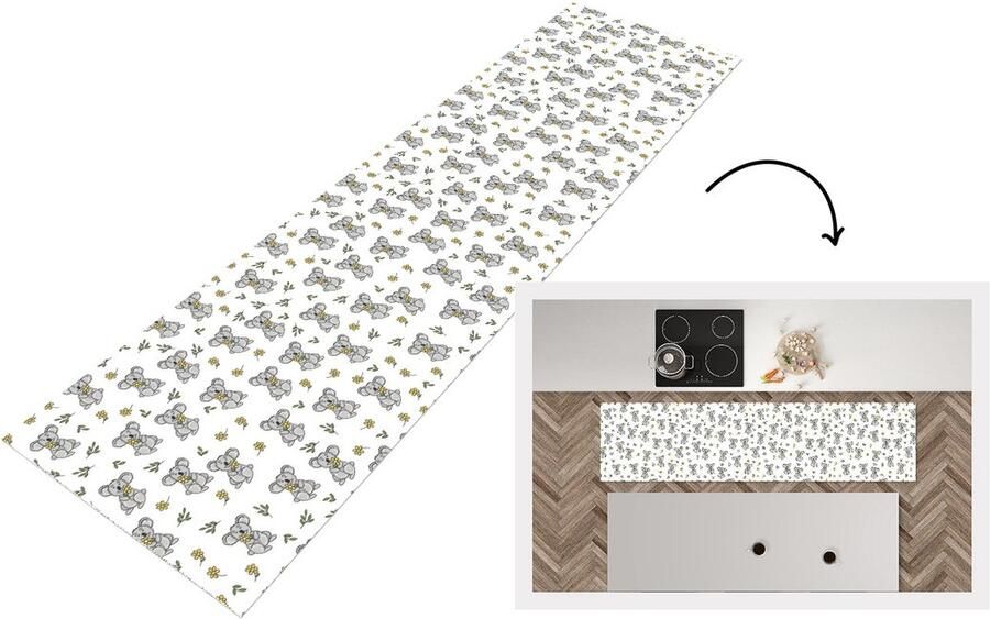 KitchenYeah Keukenloper Loper keuken Koala Bloemen Patronen Kind 240x60 cm Keukenloper vinyl