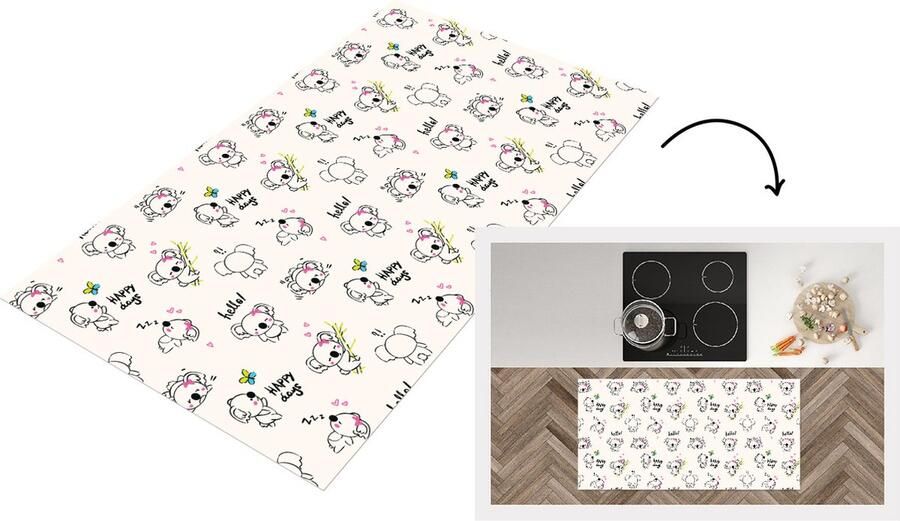 KitchenYeah Keukenloper Loper keuken Koala Dieren Quote Patroon 120x60 cm Keukenloper vinyl