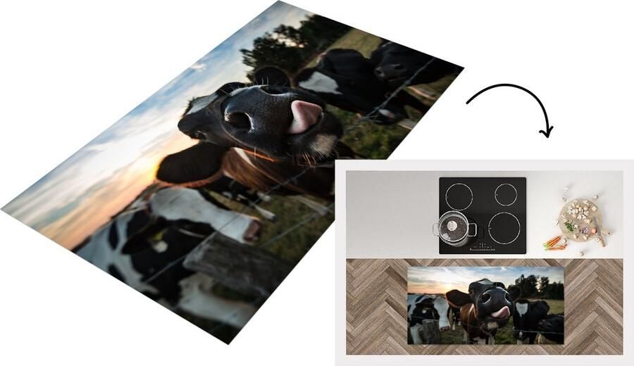 KitchenYeah Keukenloper Loper keuken Koe Dieren Natuur Uitstekende tong 120x60 cm Keukenloper vinyl