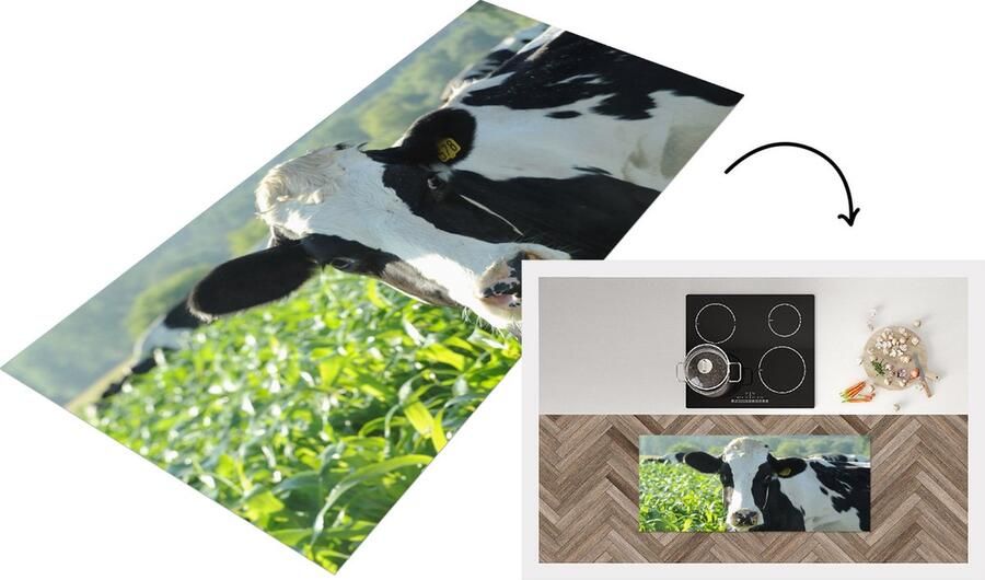 KitchenYeah Keukenloper Loper keuken Koe Gras Berg Dieren 120x50 cm Keukenloper vinyl