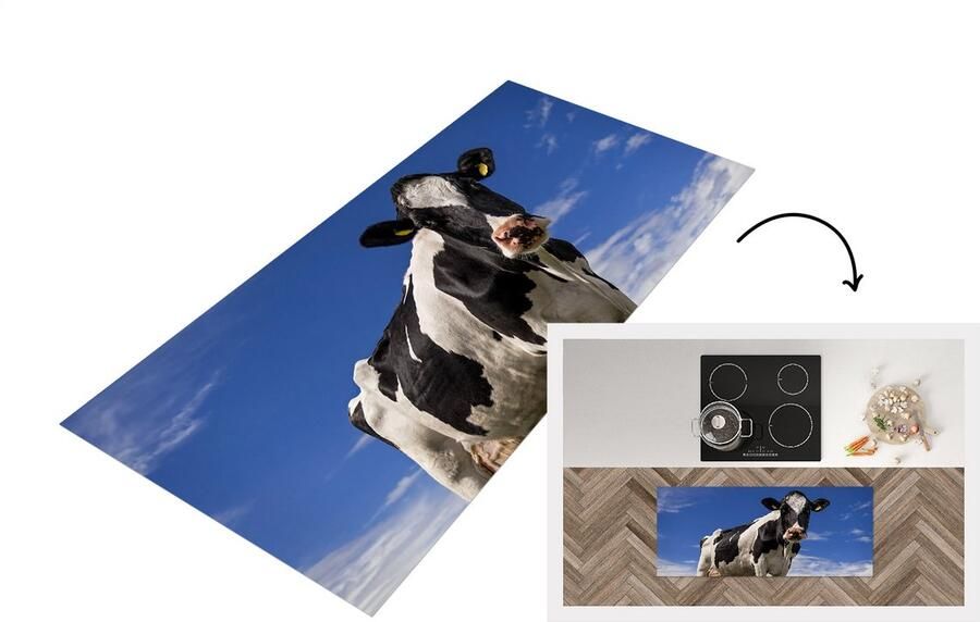 KitchenYeah Keukenloper Loper keuken Koe Gras Blauw Dieren 120x50 cm Keukenloper vinyl