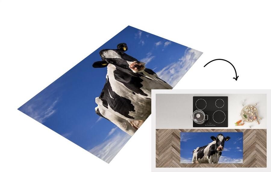 KitchenYeah Keukenloper Loper keuken Koe Gras Blauw Dieren 120x60 cm Keukenloper vinyl