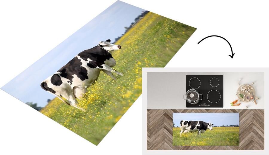 KitchenYeah Keukenloper Loper keuken Koe Gras Bloemen 120x60 cm Keukenloper vinyl