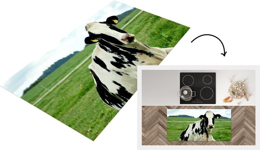 KitchenYeah Keukenloper Loper keuken Koe Gras Dieren Berg 120x60 cm Keukenloper vinyl