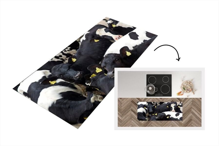 KitchenYeah Keukenloper Loper keuken Koe Kudde Boerderij Dieren 120x50 cm Keukenloper vinyl