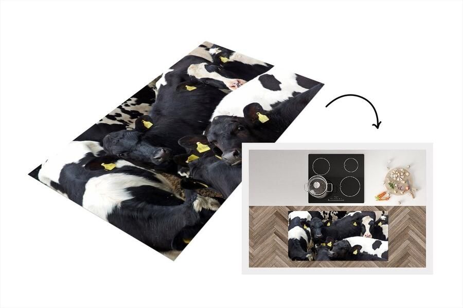 KitchenYeah Keukenloper Loper keuken Koe Kudde Boerderij Dieren 120x60 cm Keukenloper vinyl
