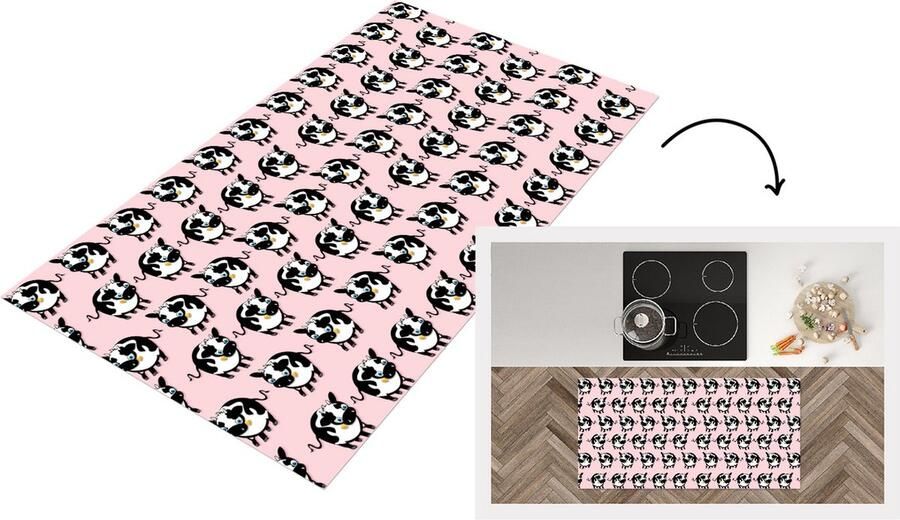 KitchenYeah Keukenloper Loper keuken Koe Roze Patronen 120x60 cm Keukenloper vinyl