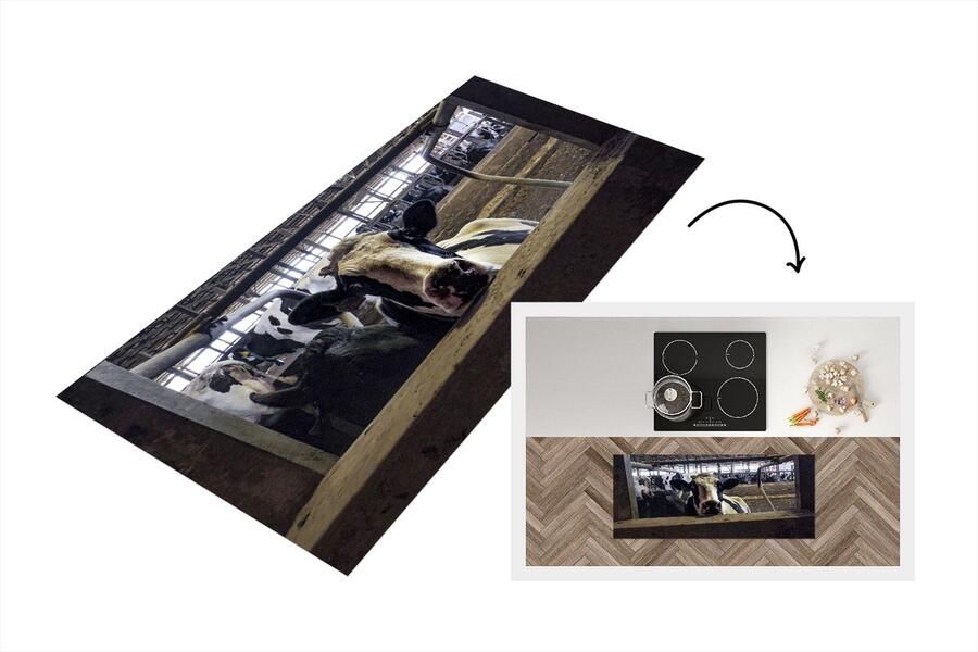 KitchenYeah Keukenloper Loper keuken Koe Stal Boerderij 120x50 cm Keukenloper vinyl