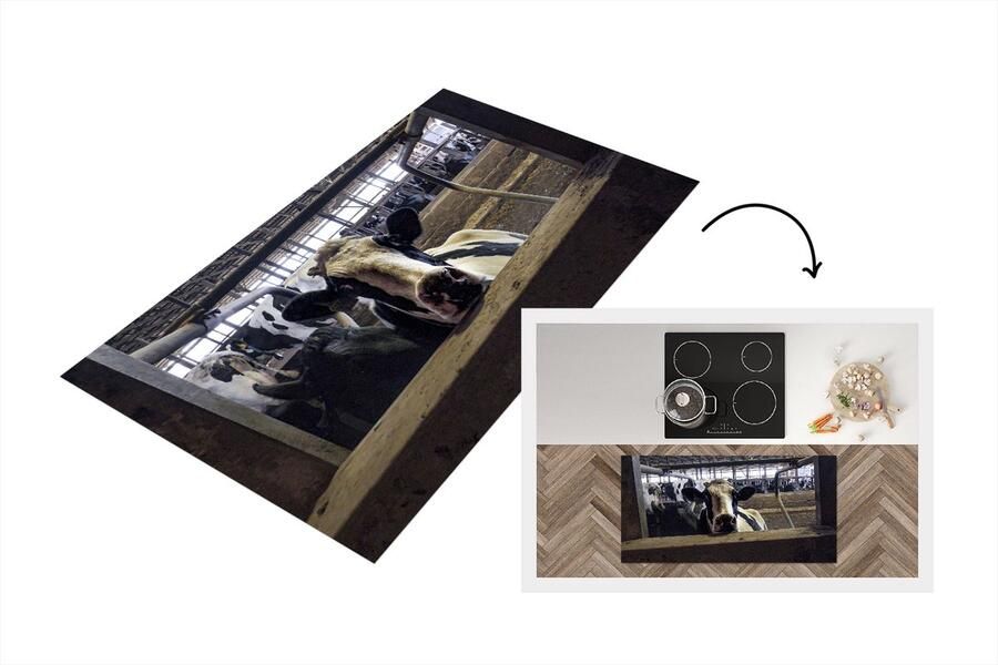 KitchenYeah Keukenloper Loper keuken Koe Stal Boerderij 120x60 cm Keukenloper vinyl