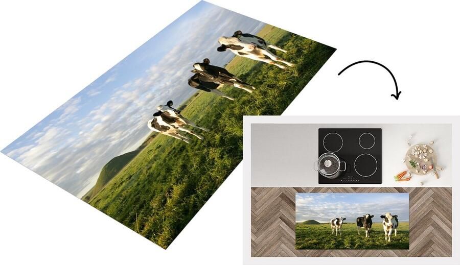 KitchenYeah Keukenloper Loper keuken Koe Zon -Dieren 120x60 cm Keukenloper vinyl